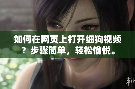 如何在网页上打开细狗视频？步骤简单，轻松愉悦。