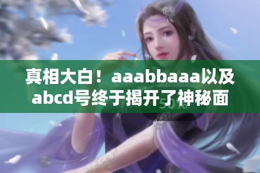 真相大白！aaabbaaa以及abcd号终于揭开了神秘面纱！