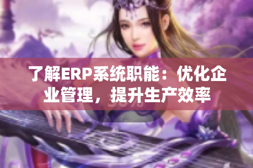 了解ERP系统职能：优化企业管理，提升生产效率